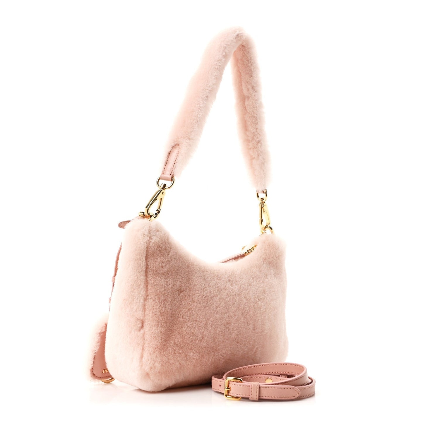 Shearling Nappa Mini Re-Edition Shoulder Bag Orchidea