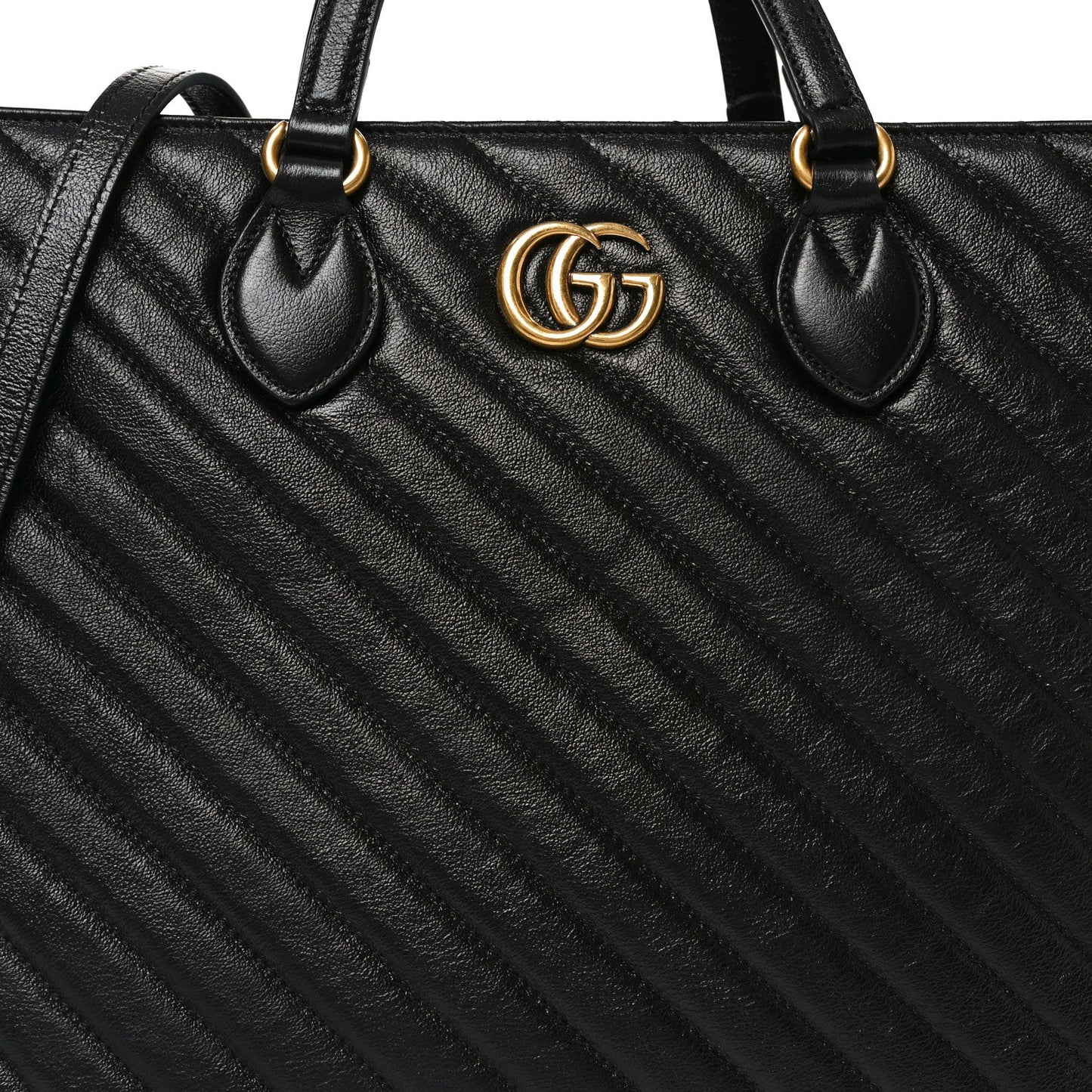 Azalea Calfskin Matelasse Diagonal GG Marmont Tote Bag Black