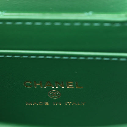 Shiny Aged Calfskin Quilted Mini Nano Kelly Shopper Green