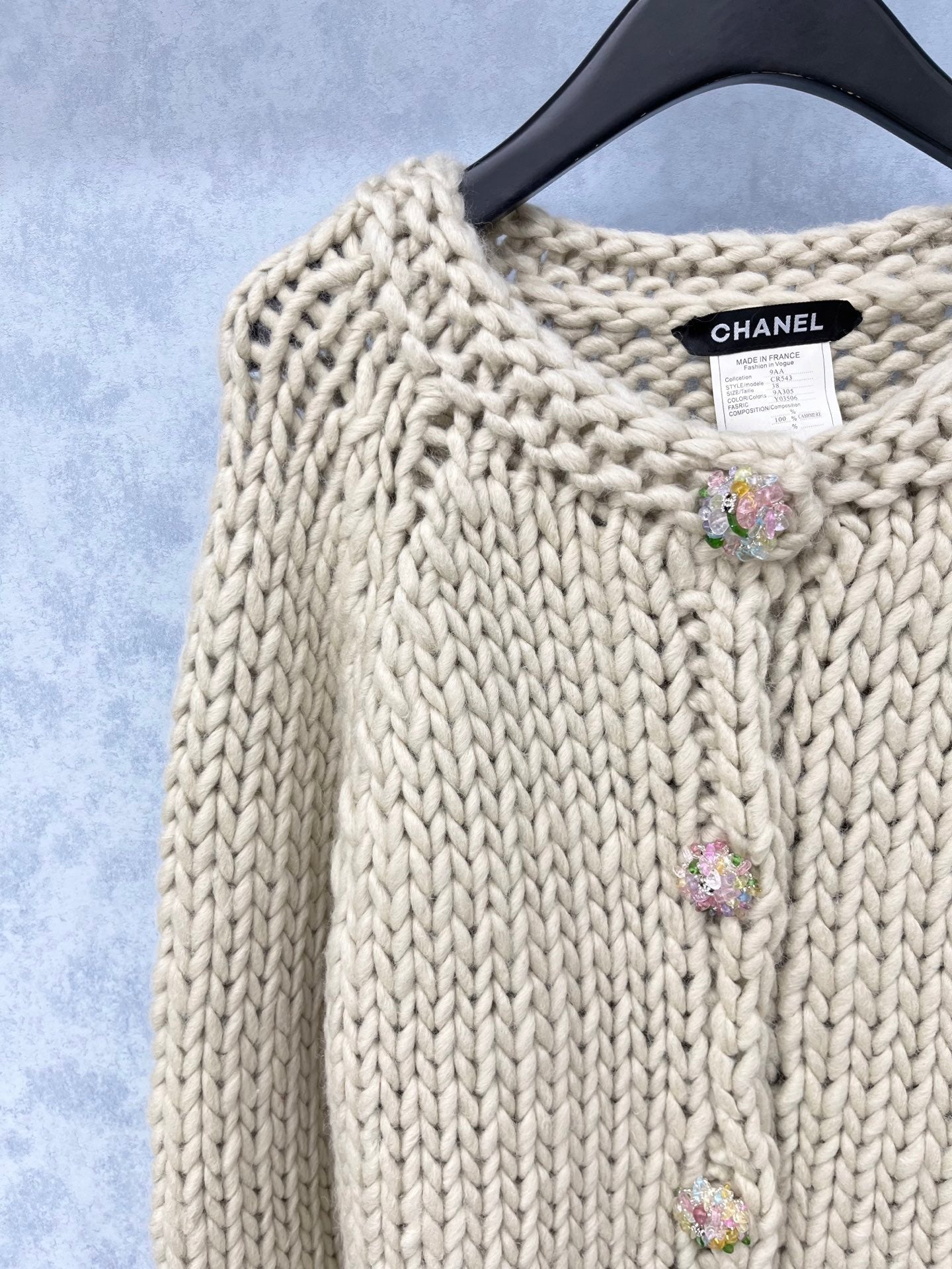 CC 2025 V-neck Cardigan Light Gray mix Purple Wool 325879
