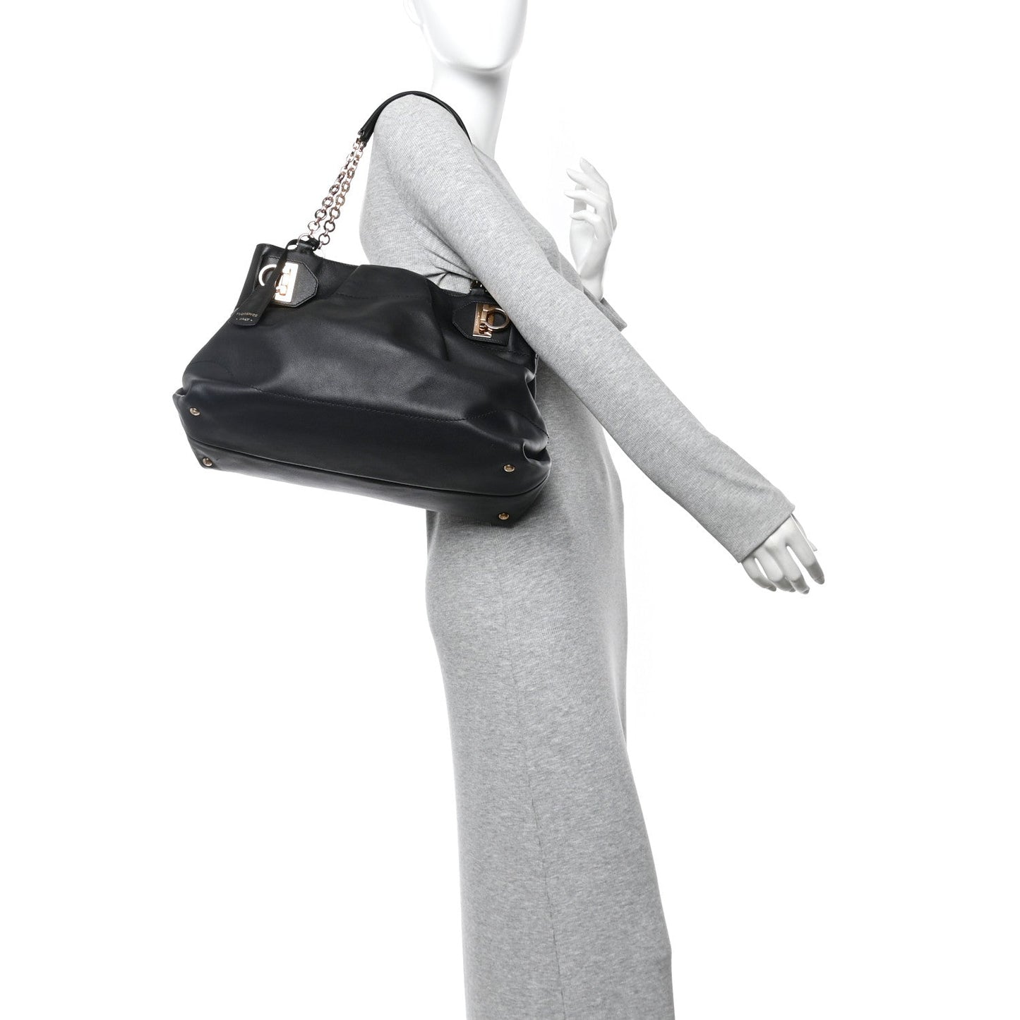Calfskin Gancini Tote Bag Black