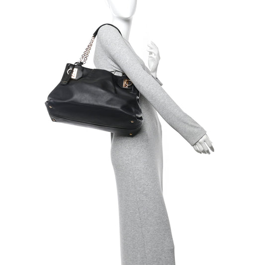 Calfskin Gancini Tote Bag Black