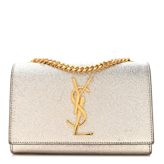 Metallic Calfskin Small Classic Monogram Kate Satchel Platine