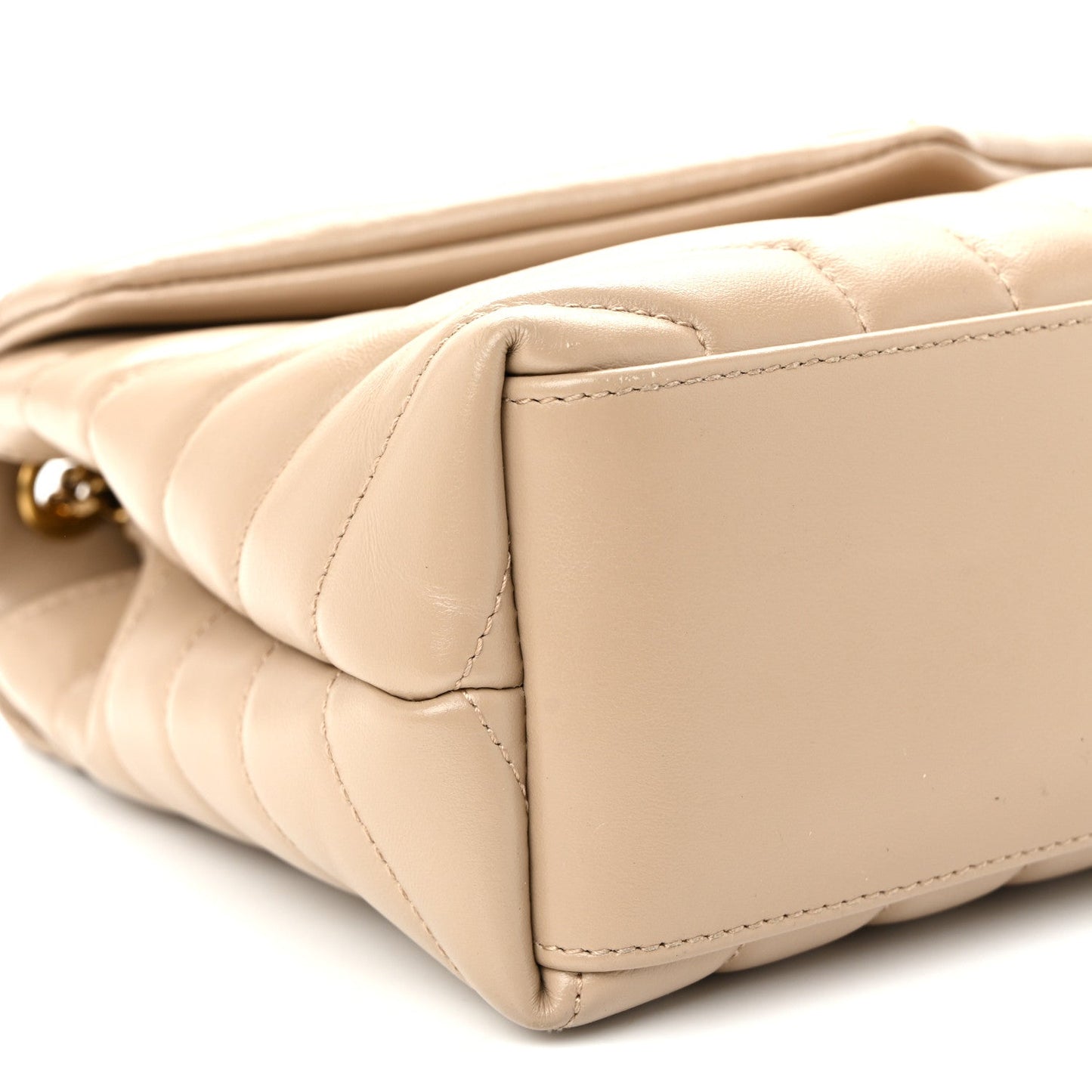 Calfskin Y Quilted Monogram Small Loulou Chain Satchel Dark Beige