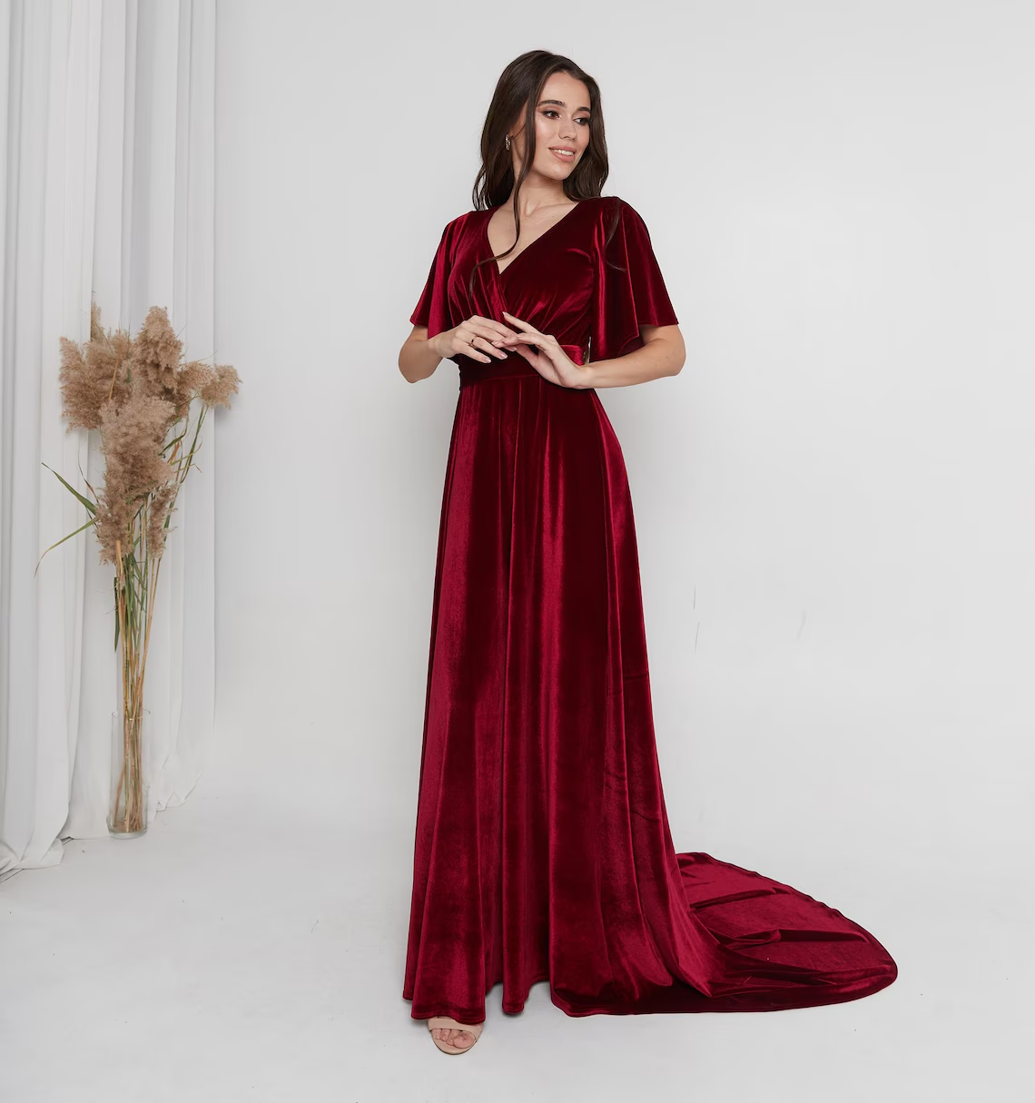 omberprom Dark Green Velvet Maxi Dress Elegant Green Dress Stunning Formal Evening Gown