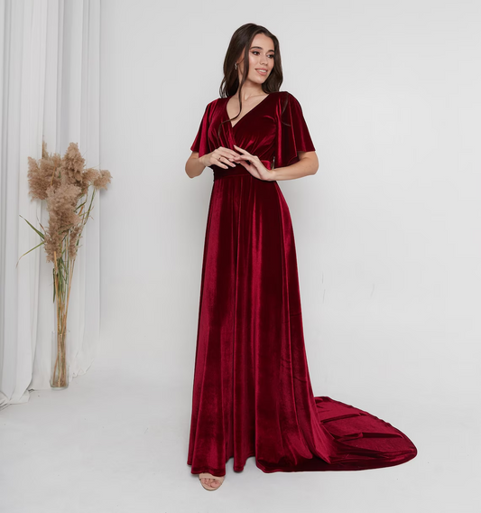 omberprom Dark Green Velvet Maxi Dress Elegant Green Dress Stunning Formal Evening Gown