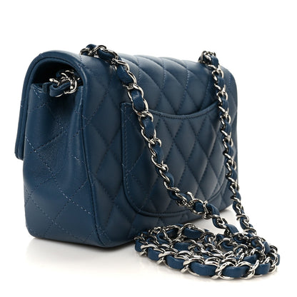Lambskin Quilted Mini Rectangular Flap Blue