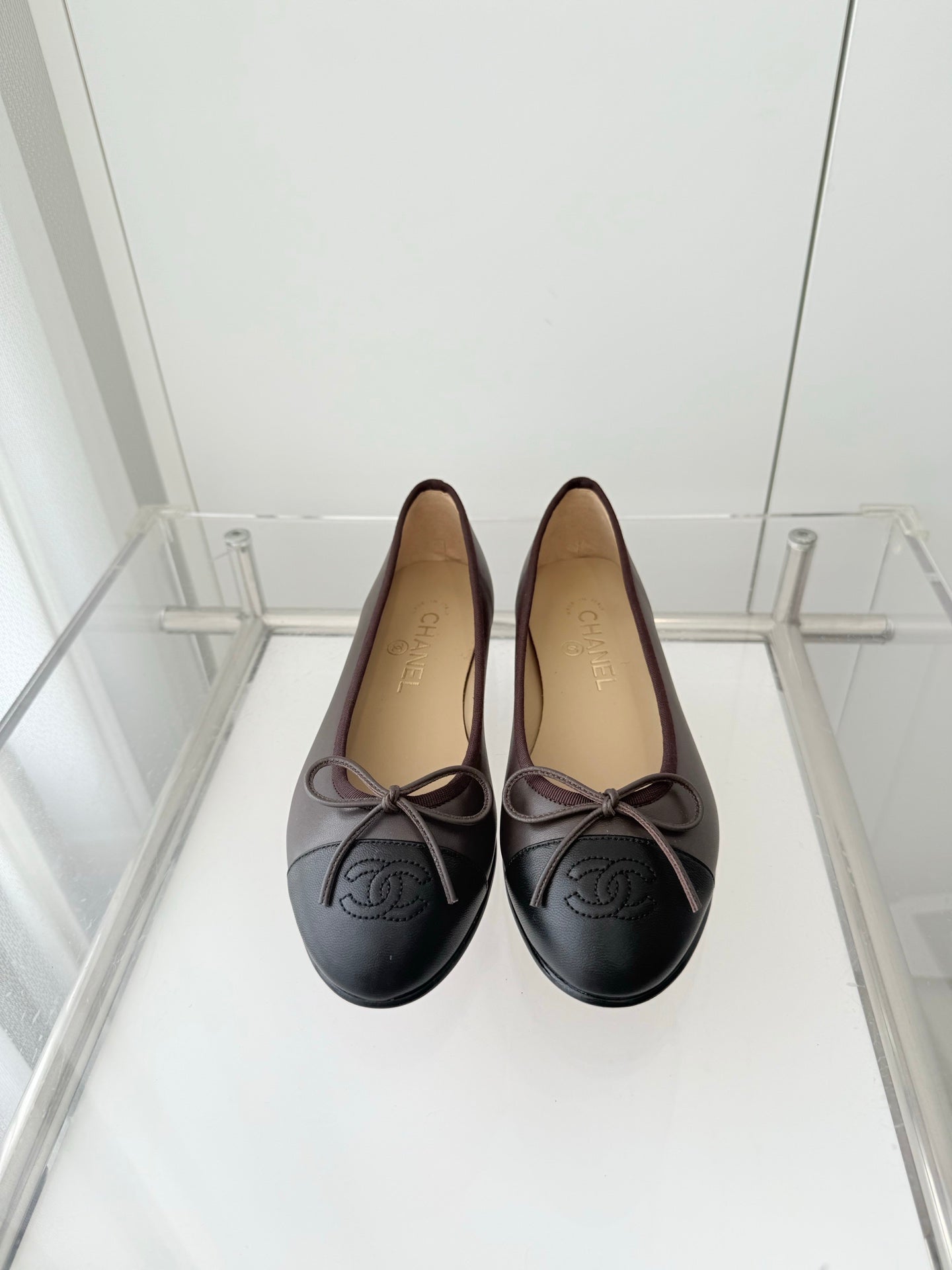 ballet flats brown mix black lambskin 566819
