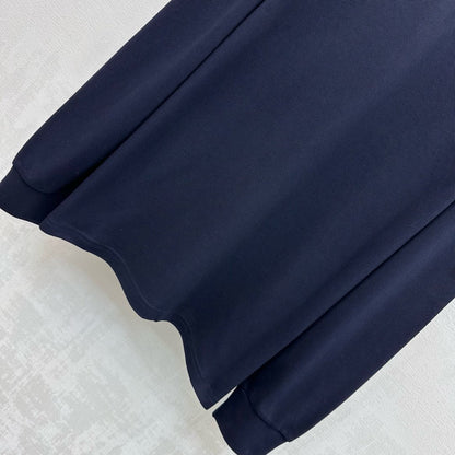 Miu SS26 Piqué Oversize Polo Shirt Navy Blue Cotton 350370
