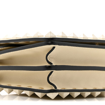 Calfskin Lacquer Monochrome Rockstud Wallet On Chain Ivory
