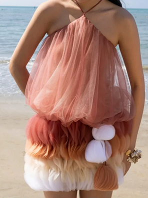 Pink halterneck sexy miniskirt homecoming dress R4529