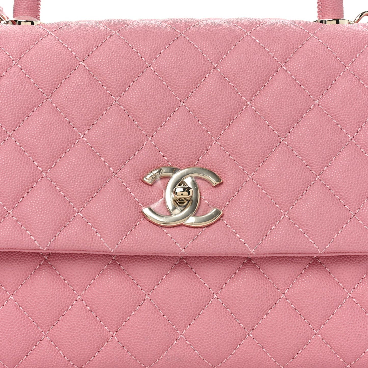 Caviar Quilted Small Coco Handle Flap Light Pink