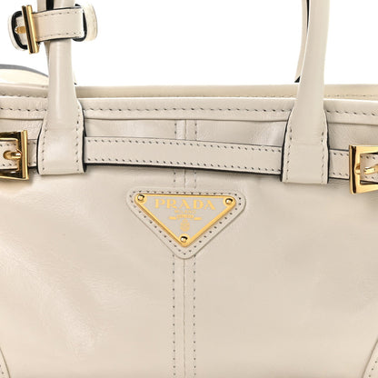 Glossy Calfskin Triangle Mini Bonnie Hand Bag White