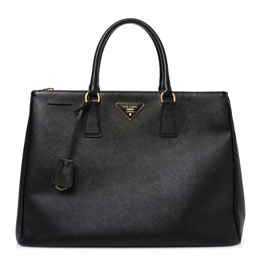Saffiano Large Galleria Double Zip Tote Black