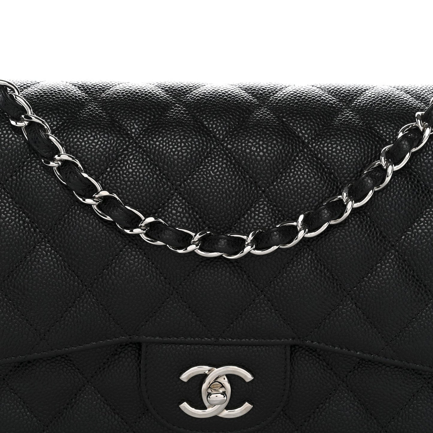 Caviar Quilted Jumbo Double Flap Black