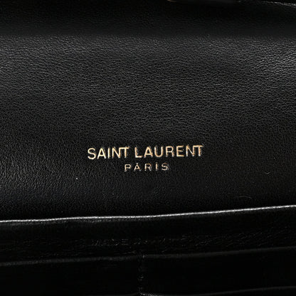 Lambskin Matelasse Chevron Monogram Sulpice Chain Wallet Black
