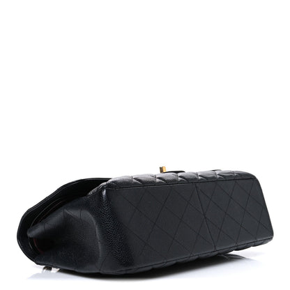 Caviar Quilted Jumbo Double Flap Black