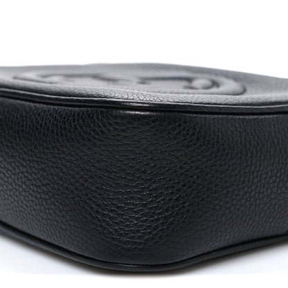 Pebbled Calfskin Small Soho Disco Bag Black