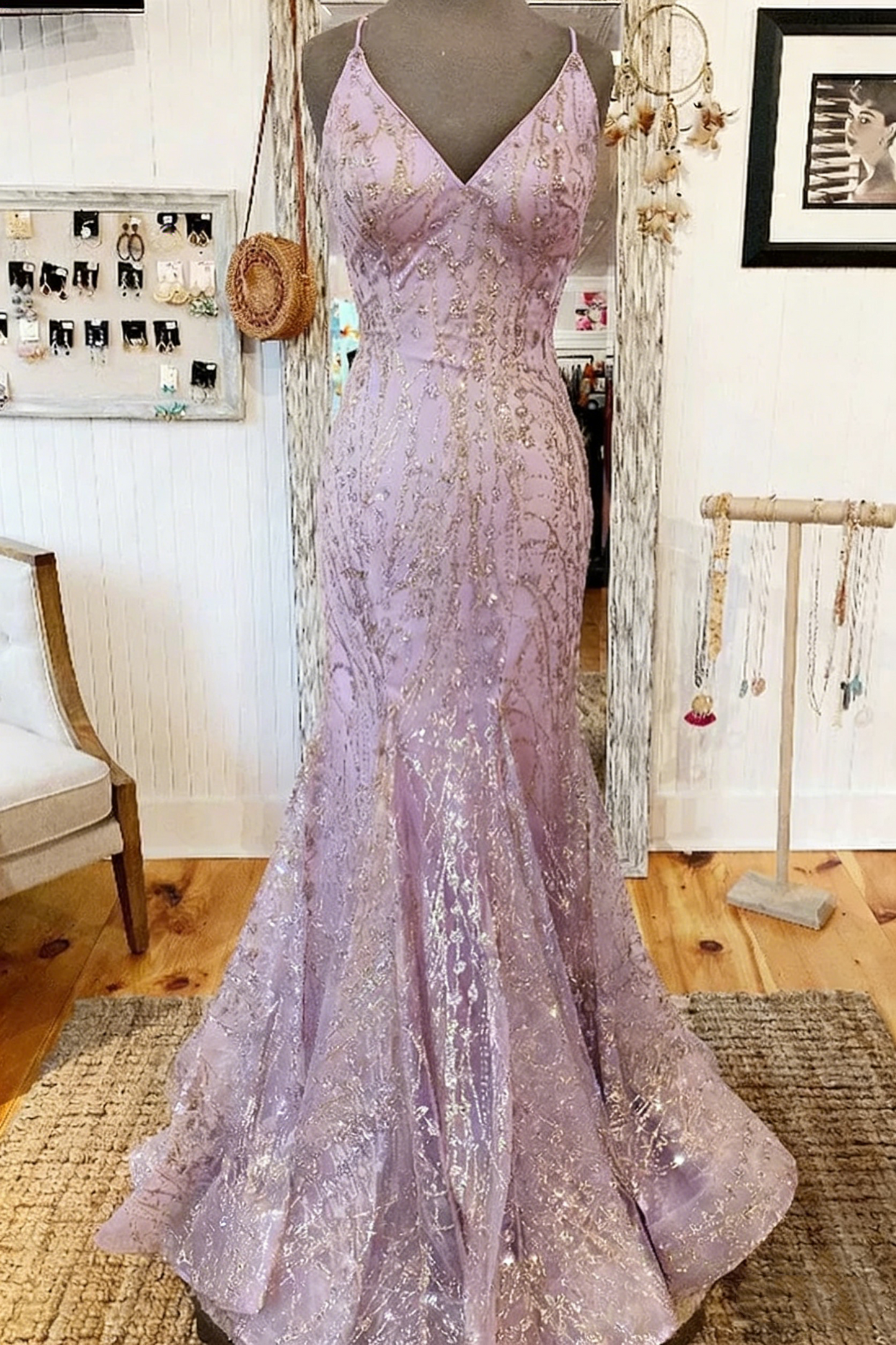 Mermaid V Neck Dark Green Prom Dress Stunning Evening Dress Y325