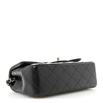 Lambskin Quilted Mini Rectangular Flap Black