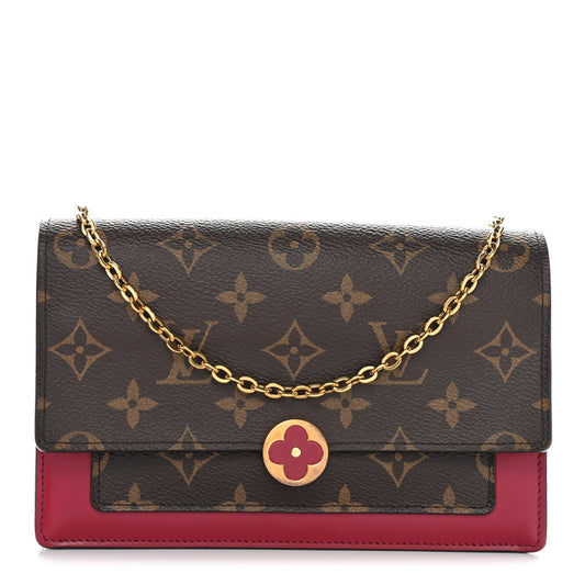 Monogram Flore Chain Wallet Fuchsia