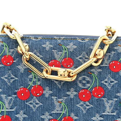 LV X TM Monogram Denim Cerises Coussin PM Blue