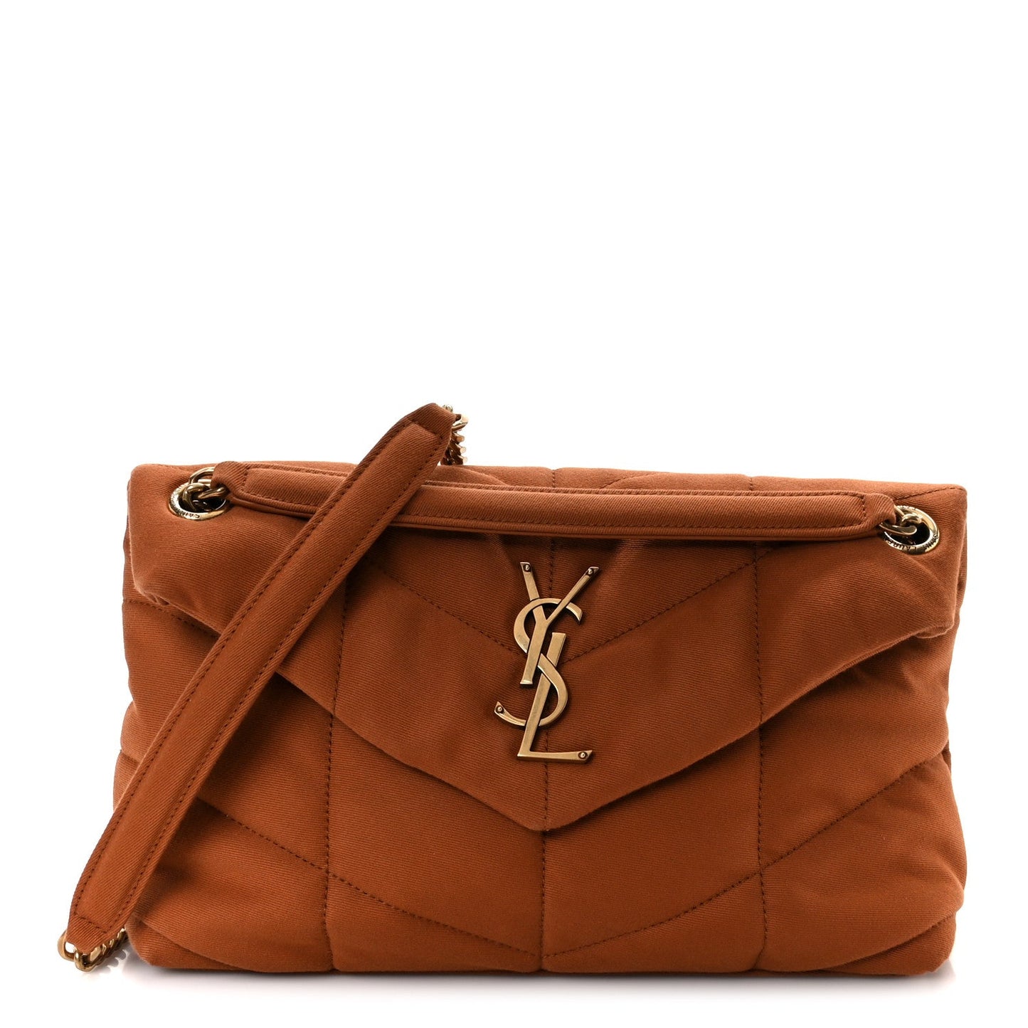 Canvas Quilted Small Loulou Puffer Monogram Chain Satchel Hot Rust