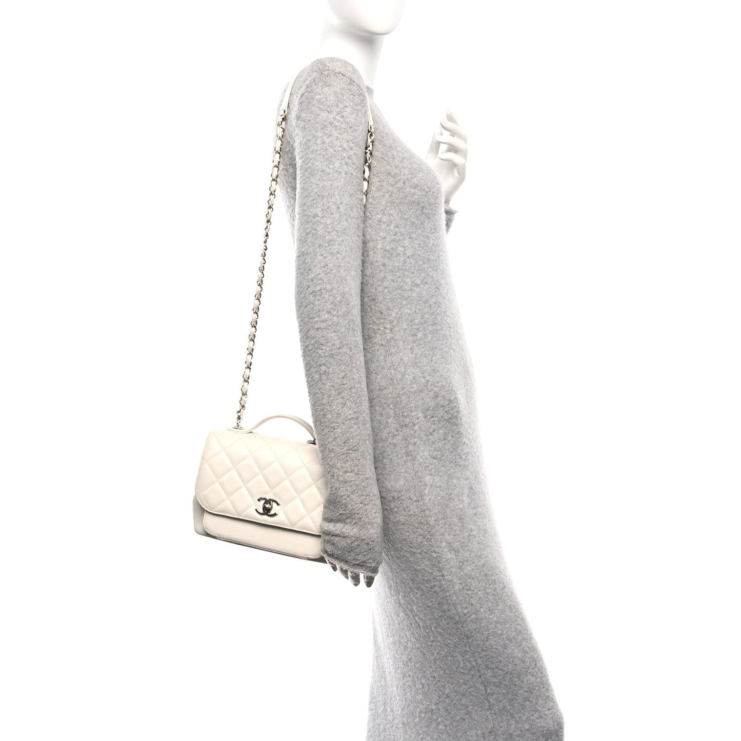 Caviar Quilted Medium Business Affinity Flap White
