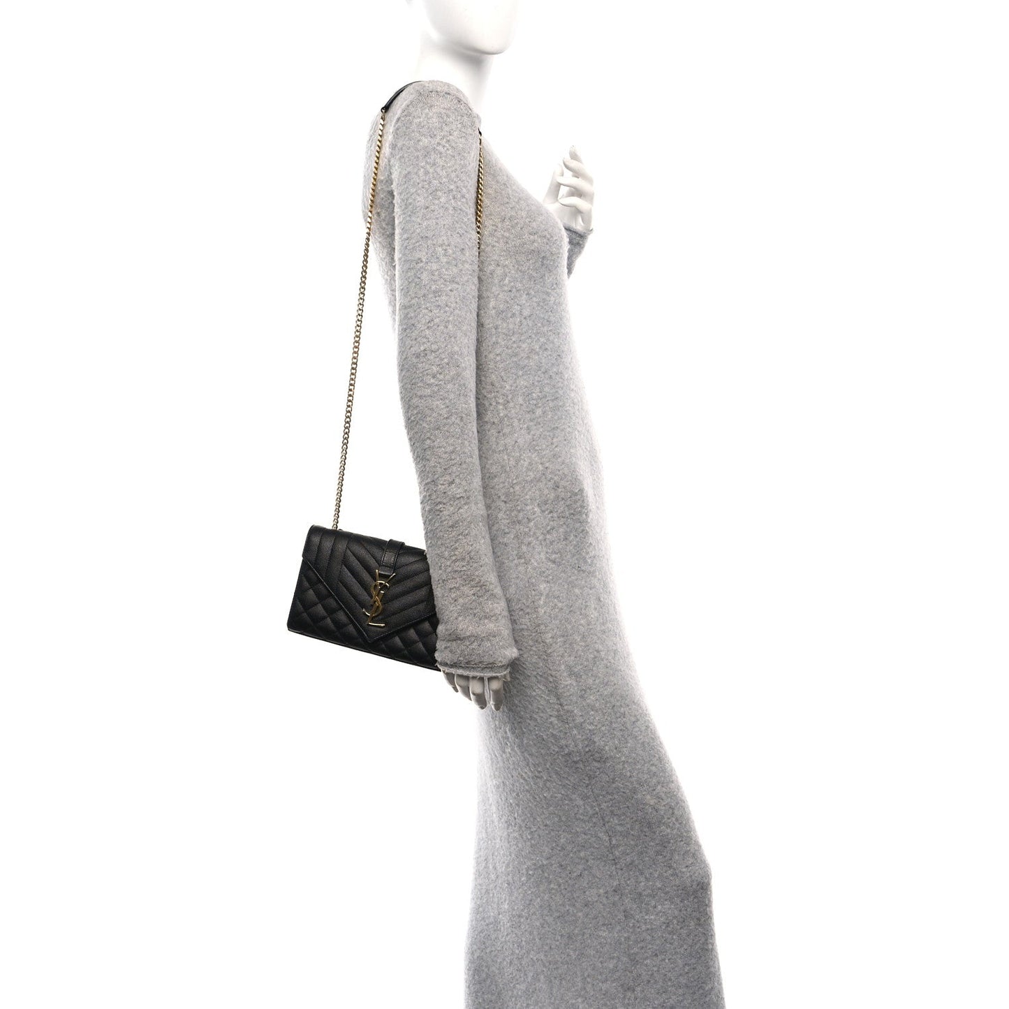 Grain De Poudre Textured Mixed Matelasse Triquilt Small Monogram Satchel Black