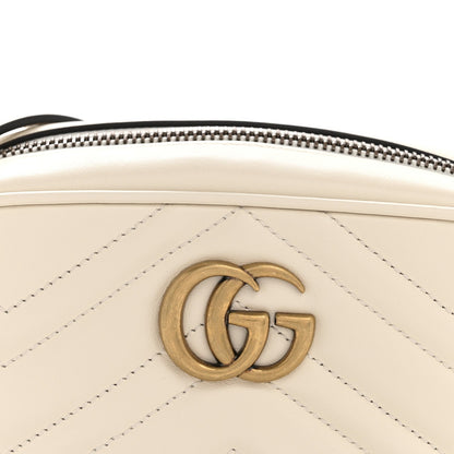 Calfskin Matelasse Small GG Marmont Chain Shoulder Bag White