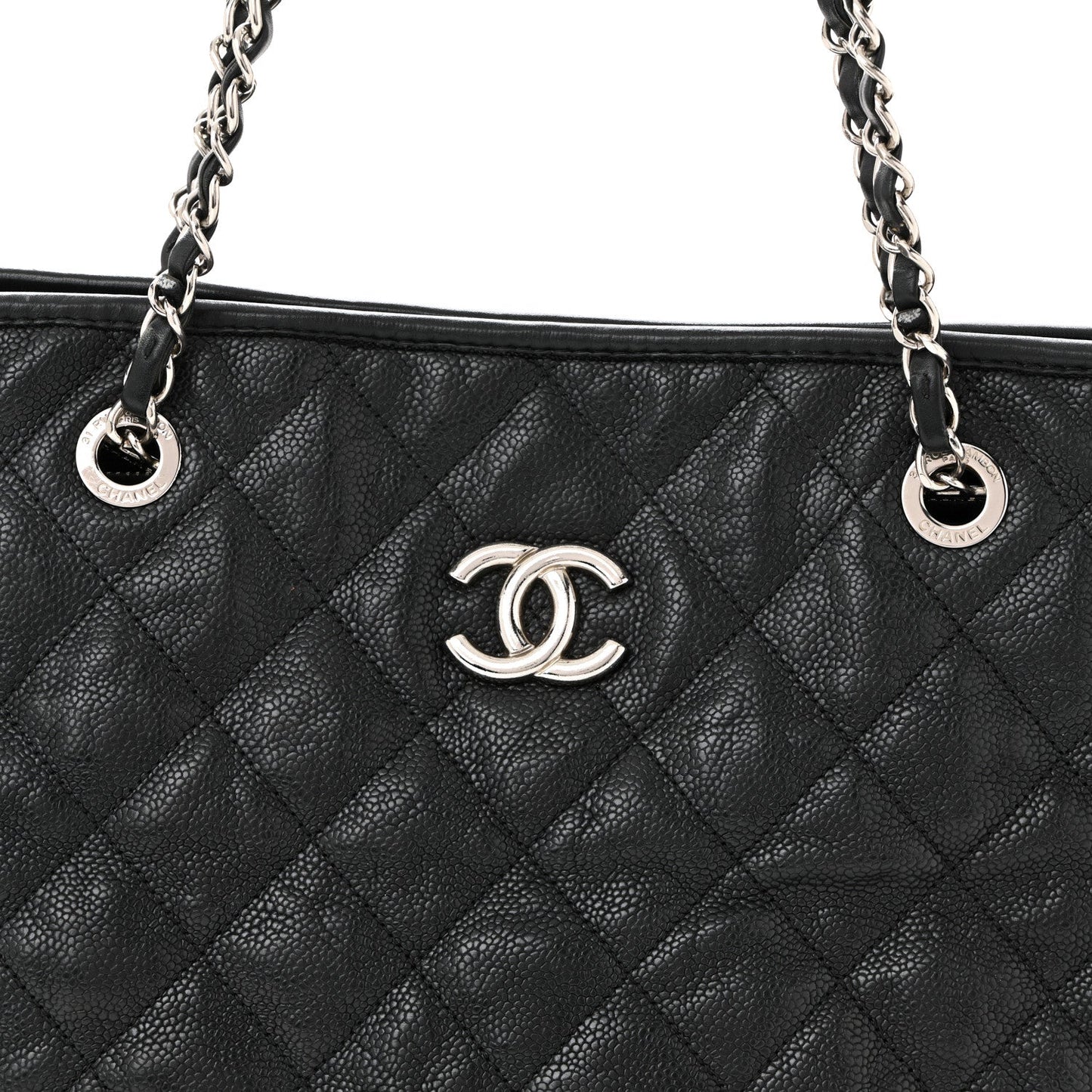 Caviar Quilted French Riviera Tote Black