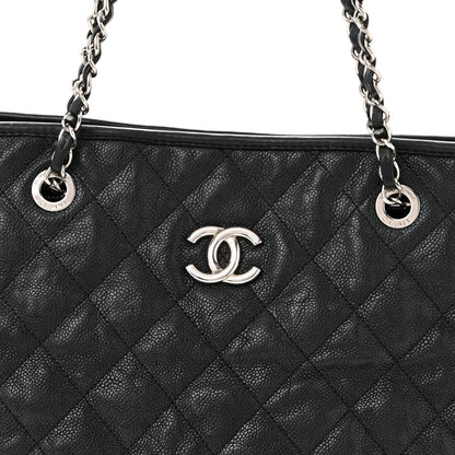 Caviar Quilted French Riviera Tote Black