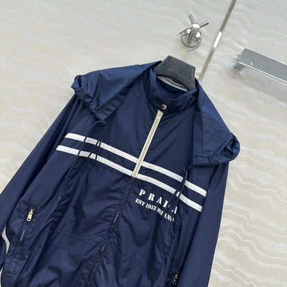 Prada Zipper Jacket Navy Blue Poliamida