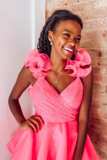 PM522,Ruffles Organza A-Line Short Homecoming Dress