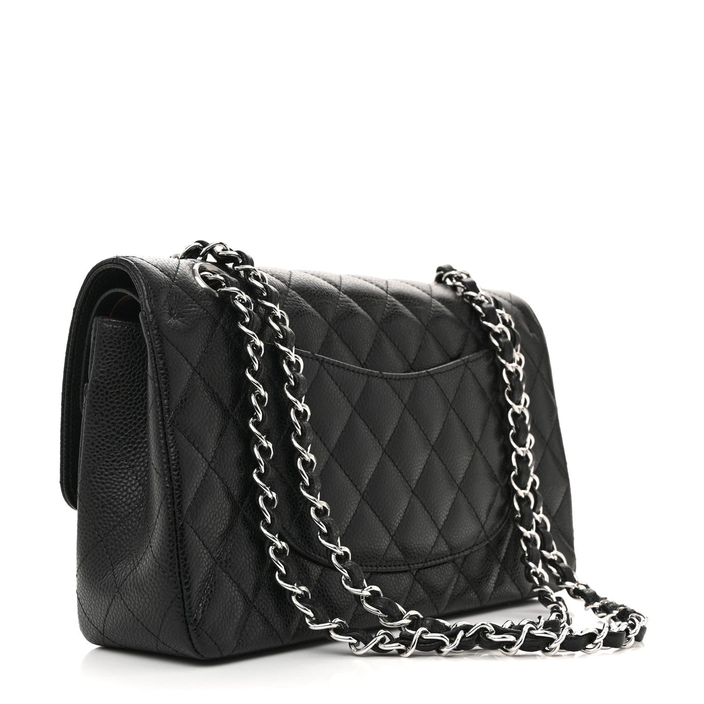 Caviar Quilted Medium Double Flap Black