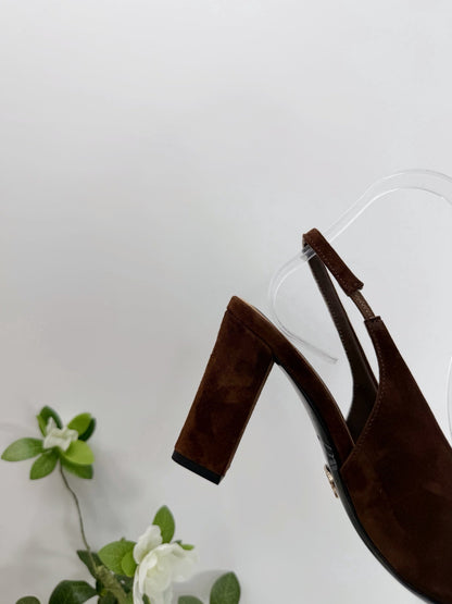 PRA 26SS Slingback 85 Dark Brown Suede 592366