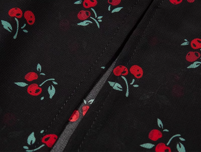 2025 Summer New French Retro Black Cherry Floral Slimming Suspender Dress R0979