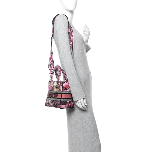 Toile de Jouy Voyage Embroidered Medium Lady D-Lite Fuchsia Multicolor