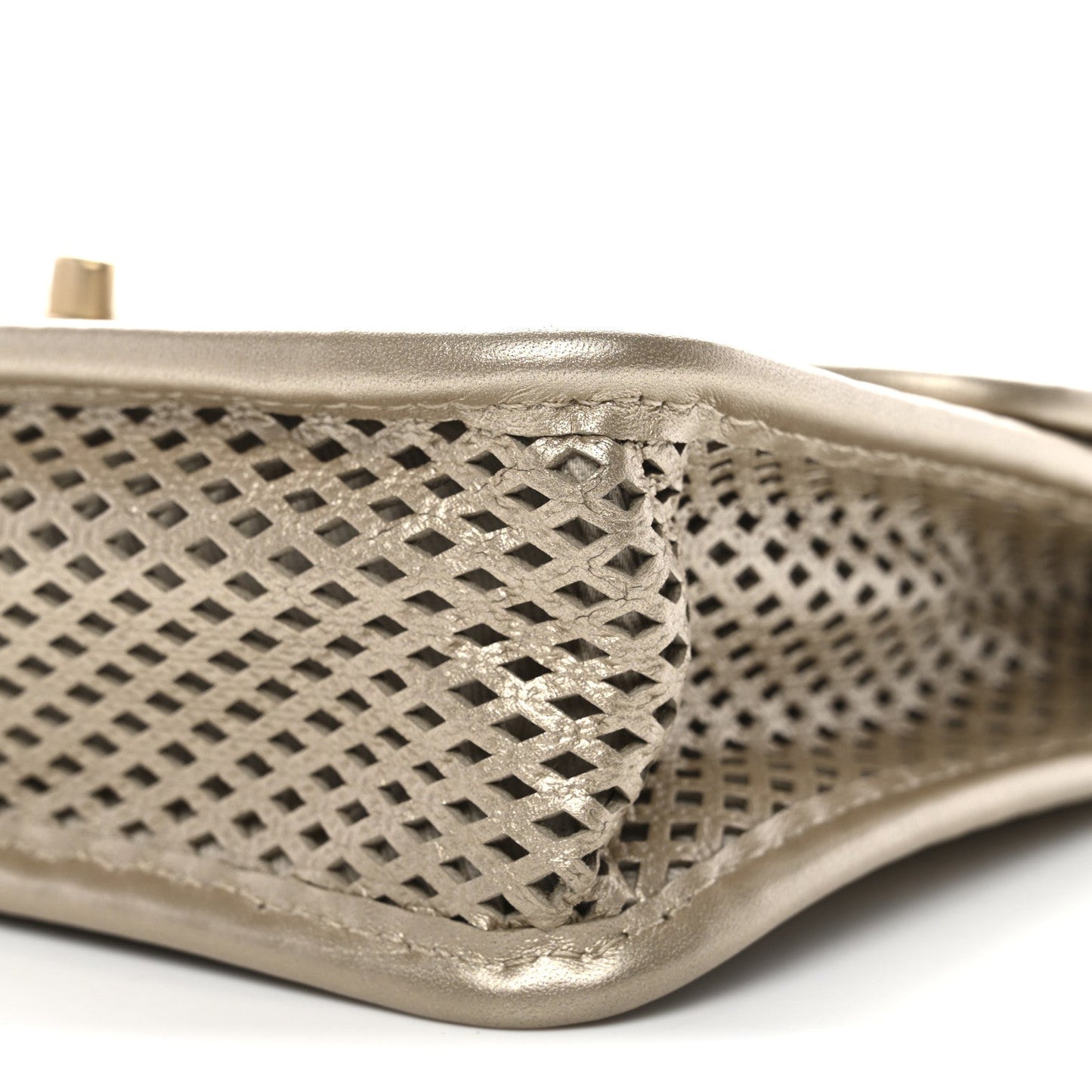 Metallic Perforated Calfskin Small Up In The Air Flap Light Gold
