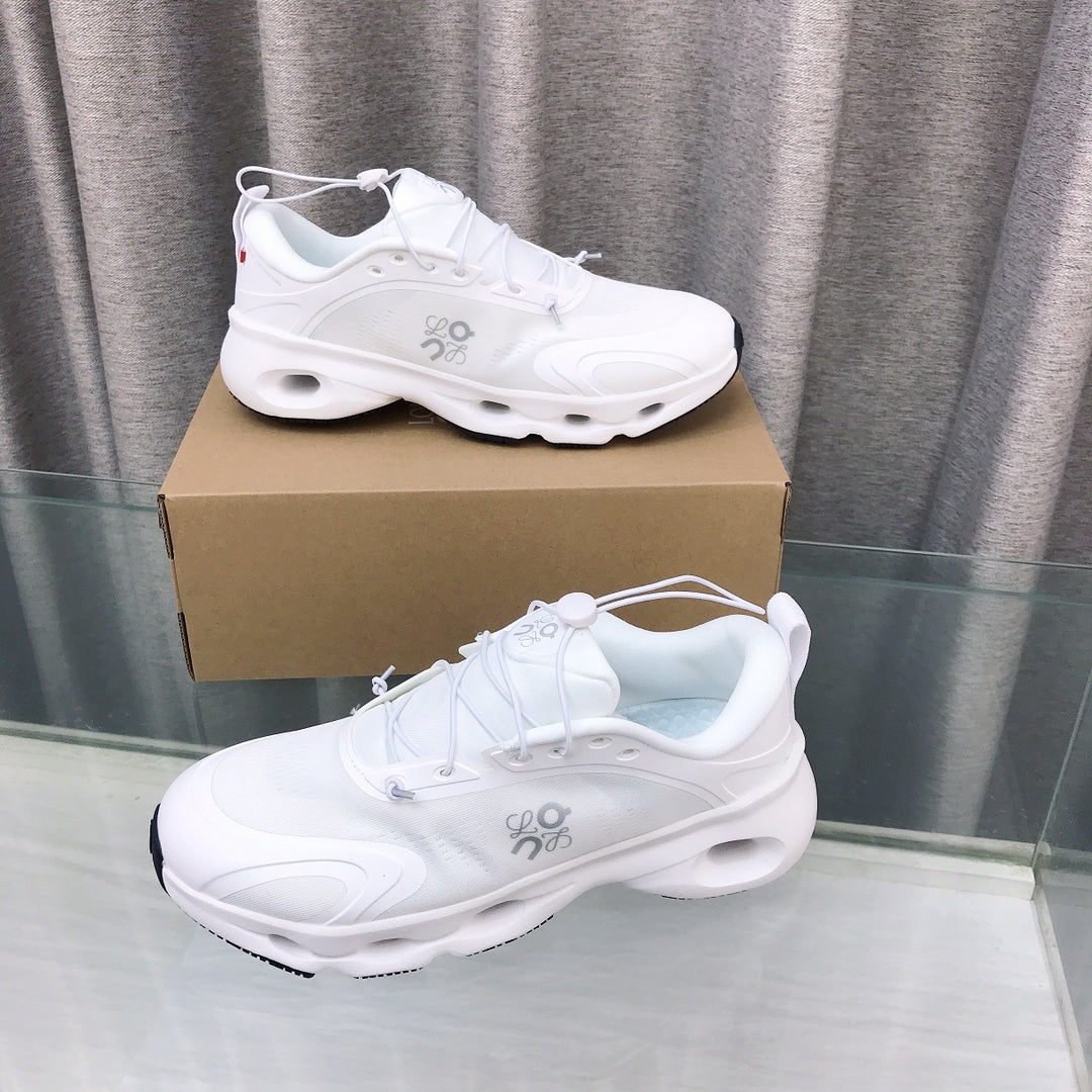 Loewe x on Angpao Couple Running Sneakers White Nylon Calfskin 597424
