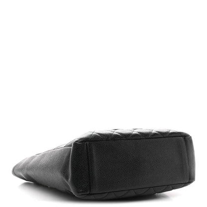 Caviar Quilted Petit Shopping Tote PST Black