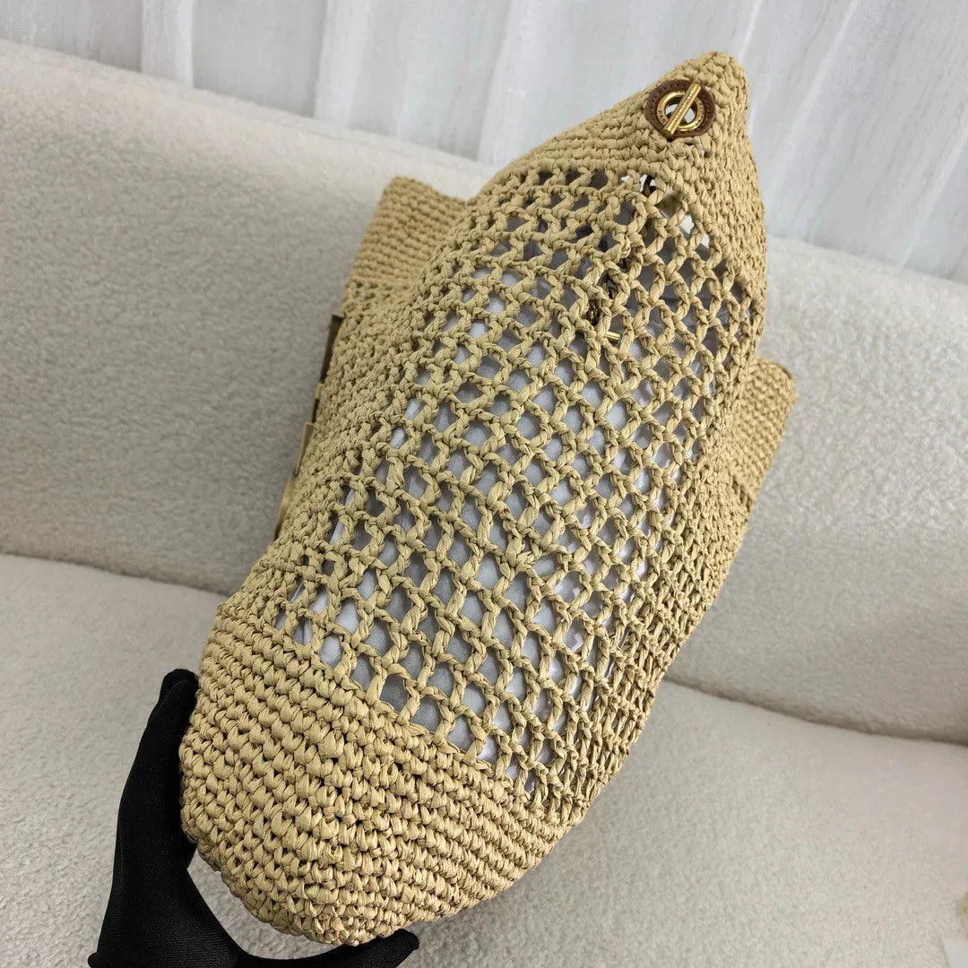 SAINT LAURENT YSL Raffia Icare Tote Bag
