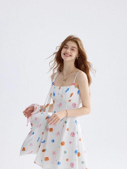 Dreamy sugar-coated floral dress French suspender skirt holiday wear short skirt skirt female summer R3426