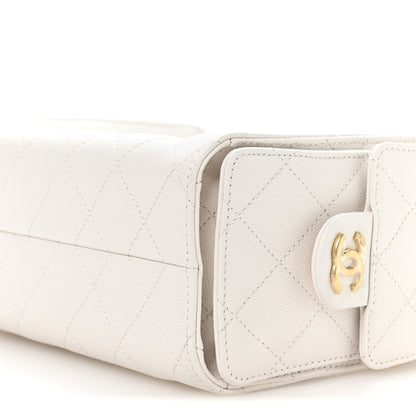 Caviar Quilted Mini Chanel 25 Handbag White