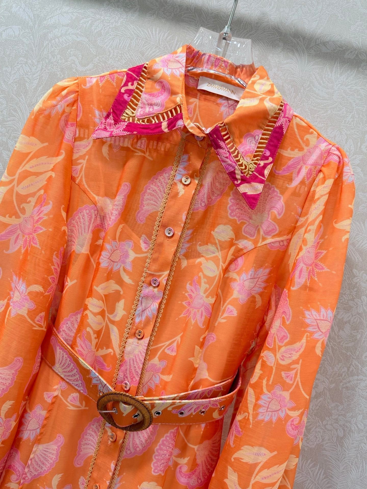 Zimmermann August Pledge Mini Dress Orange Cotton 339890