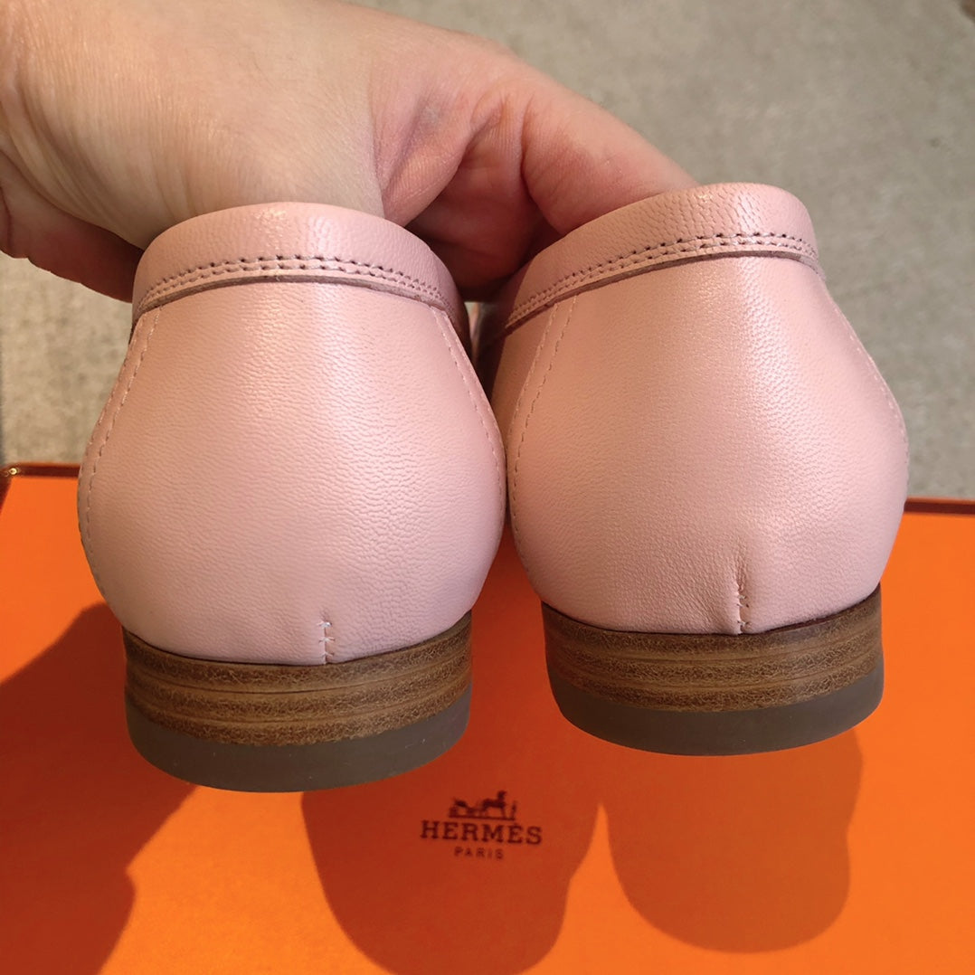 Royal Loafer Pink Mix White Calfskin With Fringe Detail And Silver Signature Buckle 509418