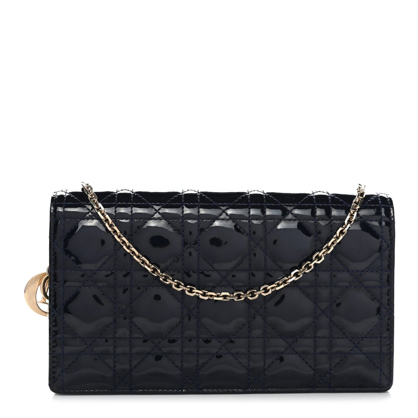 Patent Cannage Lady Dior Clutch Blue