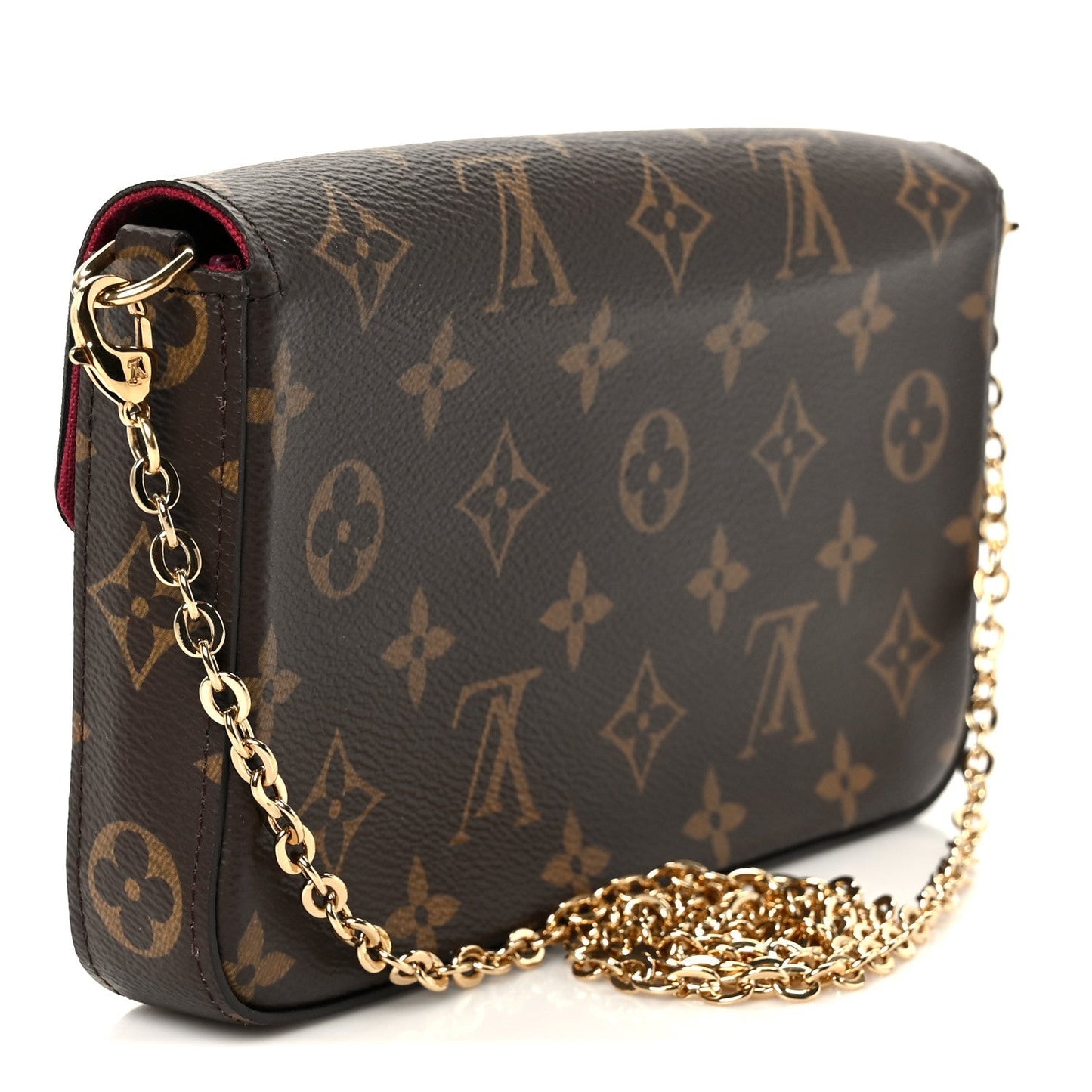 Monogram Pochette Felicie Chain Wallet Fuchsia
