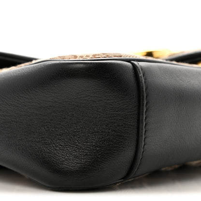 Monogram Matelasse Diagonal Small GG Marmont Shoulder Bag Beige Black