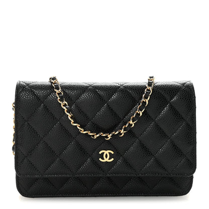 Caviar Quilted Wallet On Chain WOC Black